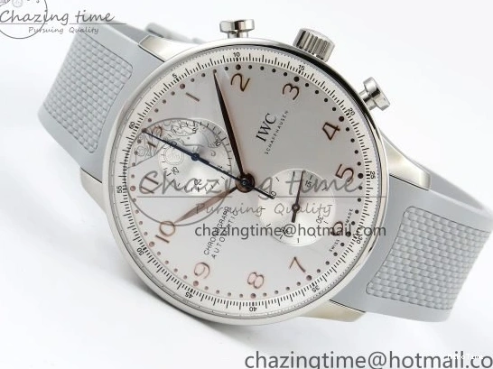 MIROTIME 1228 Portuguese Chrono IW3716 Z+F 1:1 Best Edition White Dial on Gray Rubber Strap A WrinkleFree 7014
